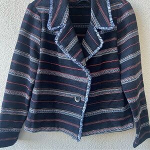 Striped Women's Jacket - Black and Blue